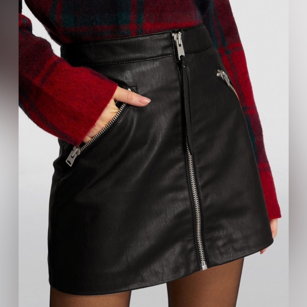 Allsaints black piper faux skirt size 4 - Picture 10 of 12